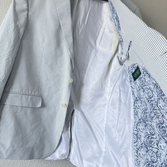 Lauren Ralph Lauren Men’s Blue White Seersucker Cotton Blazer sports coats 44 R - Picture 10 of 16